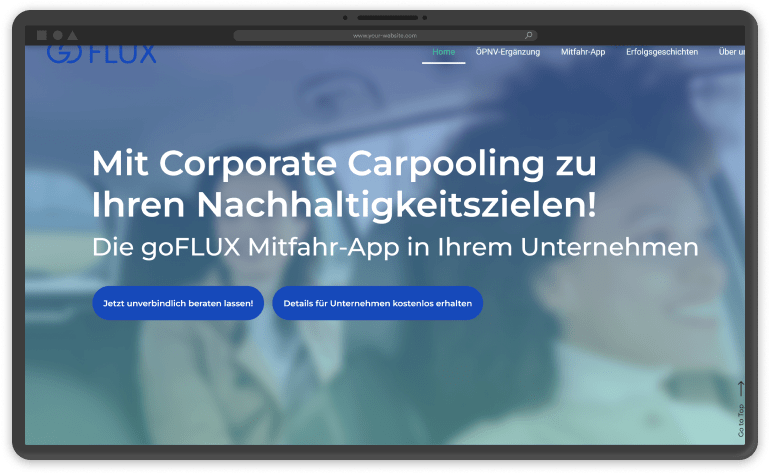 Screenshot goFLUX Projekt Desktop - Umgesetzt von Seitenstube - Deiner Agentur für Software- und Website-Entwicklung